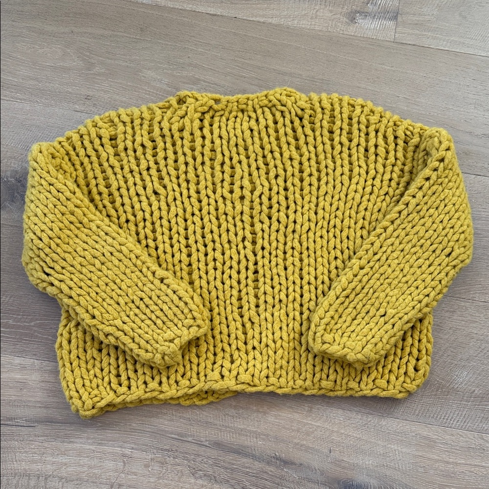 Eileen Fisher Yellow Chunky Knit Alpaca Sweater - Picture 7 of 7